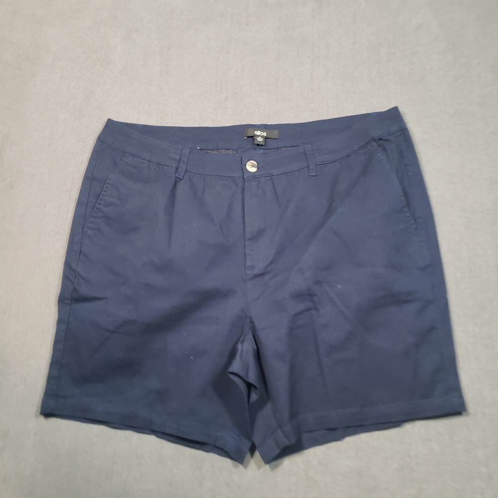 Ellos Chino‎ Shorts Womens 16 Navy Blue Cotton Blend Twill Casual Mid Rise